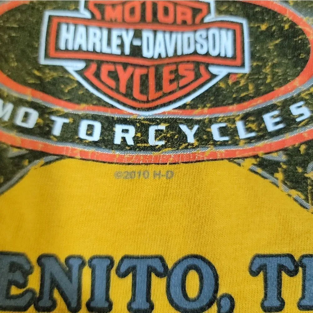 Harley-Davidson Eagle Graphic T-Shirt Medium Yellow Roadrunner San Benito Texas